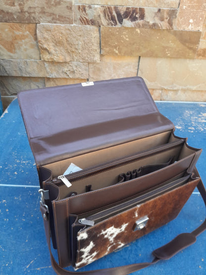 Cowhide Briefcase Bag Tricolor