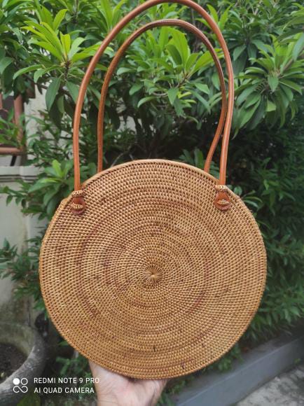 Round Rattan Bali Beach Bag