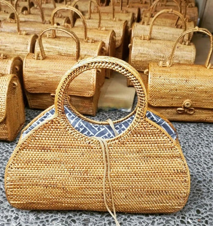 Top Handle Rattan Summer Bags