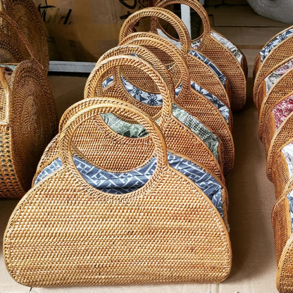 Top Handle Rattan Summer Bags