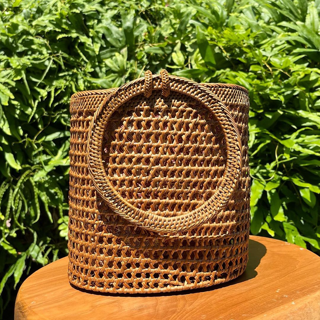 Rattan Market Tote Purse