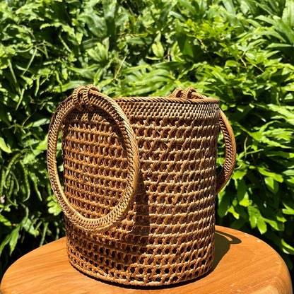 Rattan Market Tote Purse