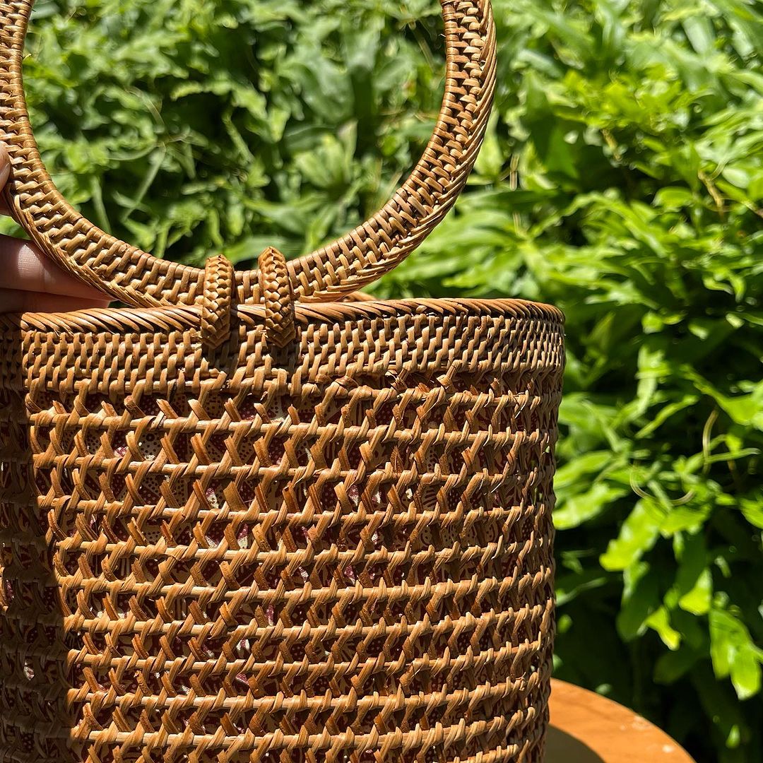 Rattan Market Tote Purse