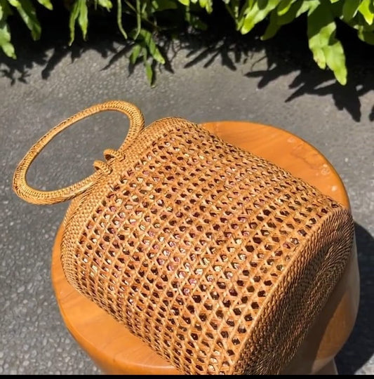 Rattan Market Tote Purse