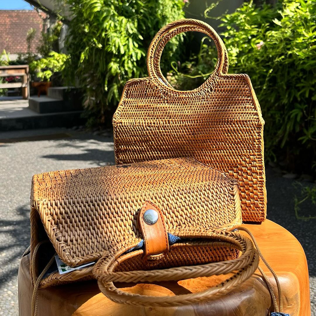 Rattan Top Handle Handbag