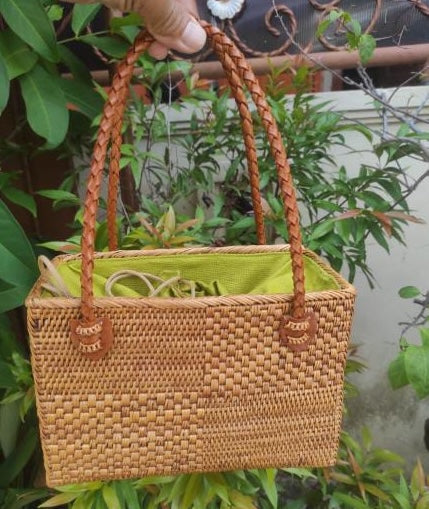 Rattan Woven Boho bag with handle