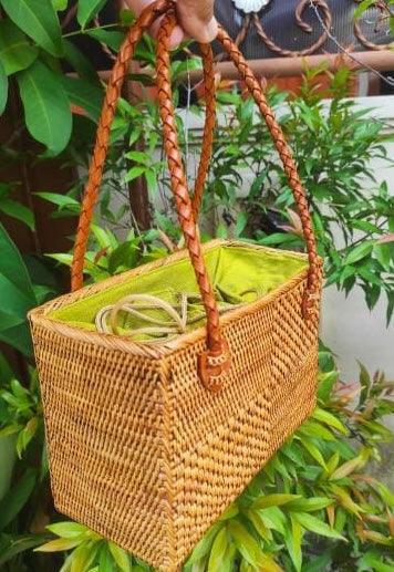 Rattan Woven Boho bag with handle – Boho Living Room