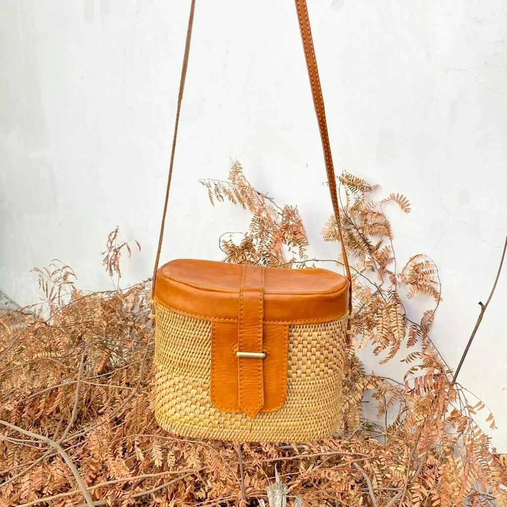 Natural Rattan Ata Grass Crossbody Bag