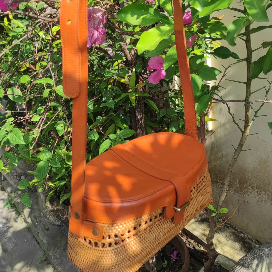 Rattan Designer Crossbody Bag