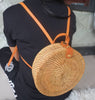 Round Rattan Backpack