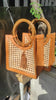 Rattan and Cane Tote with Top Handle