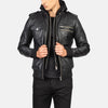 Men's Real Leather Jacket With Hoodie