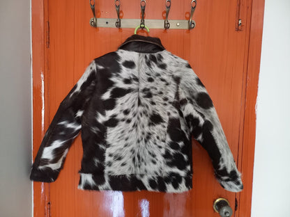 Cowhide Jacket Black Brown White