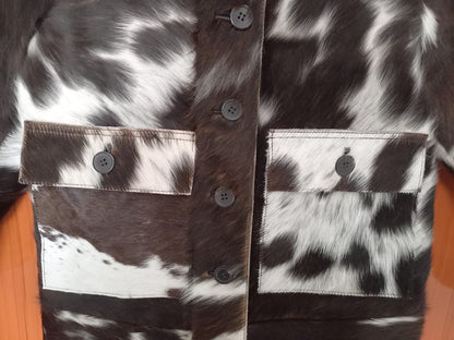 Cowhide Jacket Black Brown White