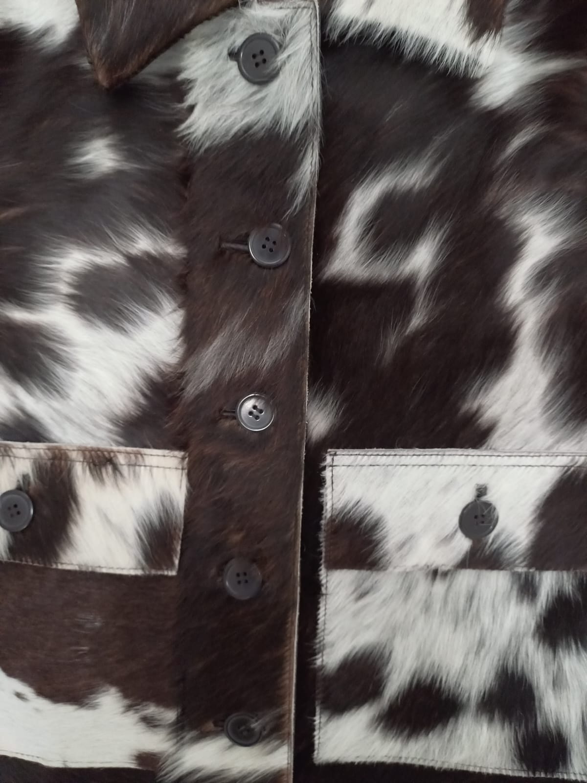 Cowhide Jacket Black Brown White