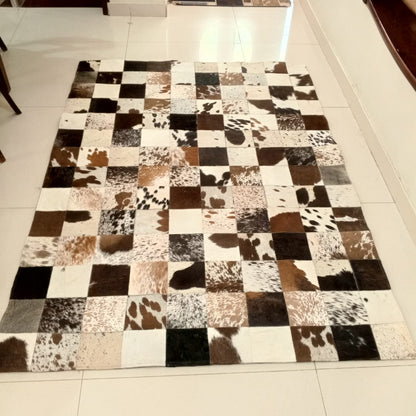 large cowhide patchwork rug