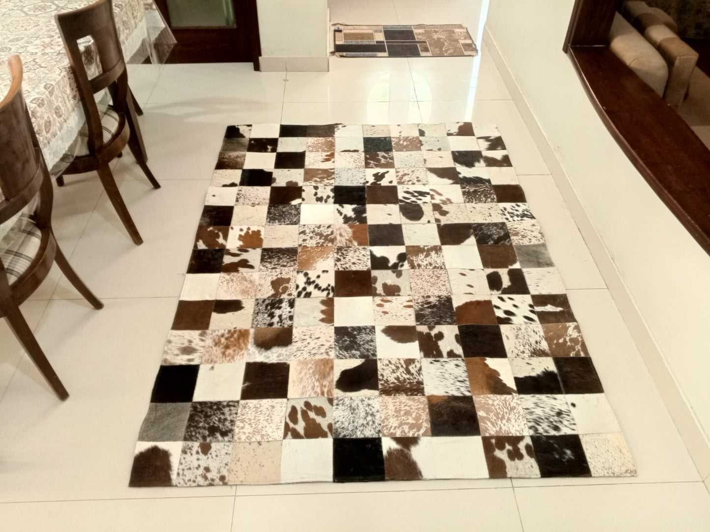 large cowhide patchwork rug