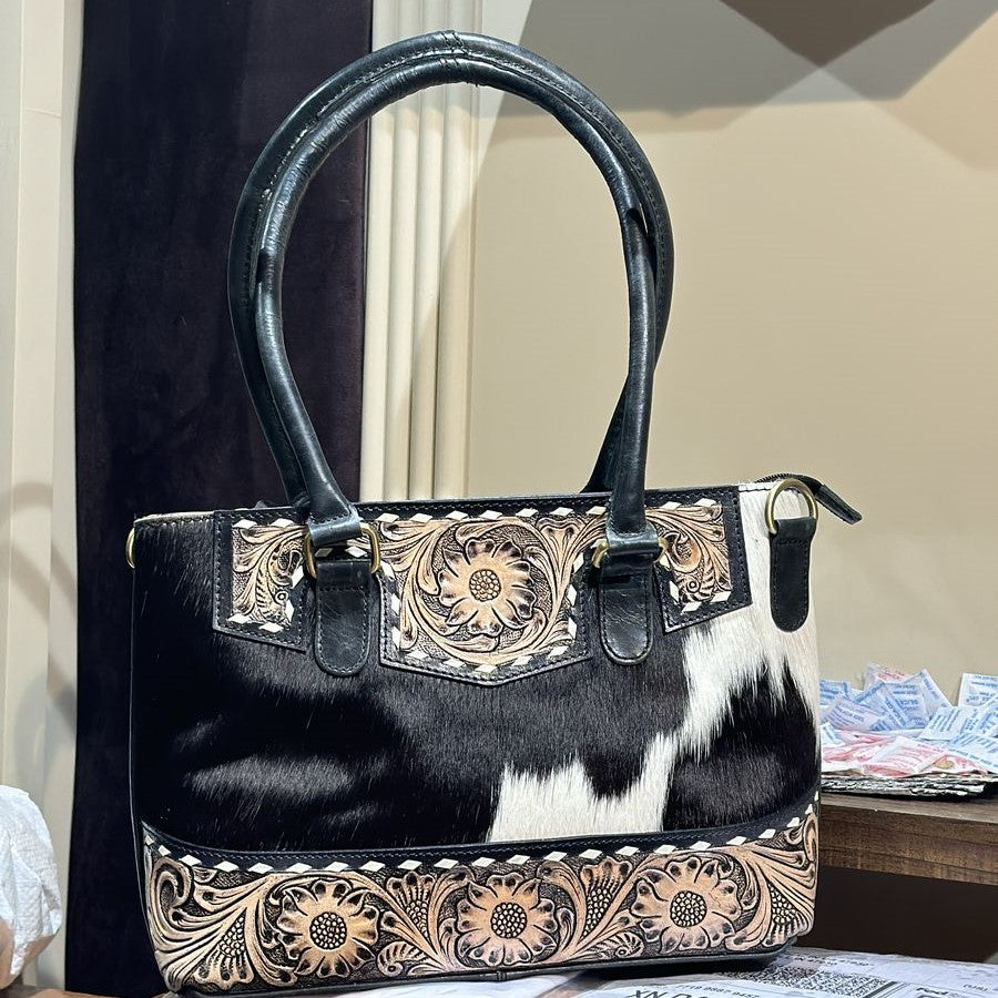 Tooled Leather Cowhide Shoulder Bag