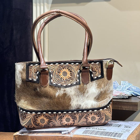 Tooled Leather Cowhide Shoulder Bag