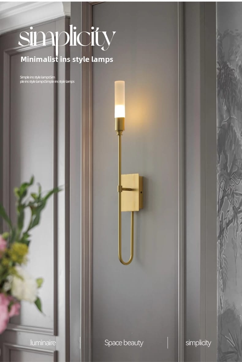 Modern Brass Wall Sconce Minimalist Copper Wall Lamp