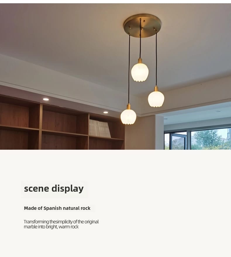 Copper Wall Mounted Marble Pendant Light Fixture