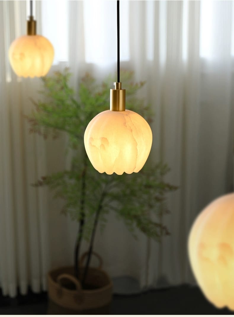Copper Wall Mounted Marble Pendant Light Fixture