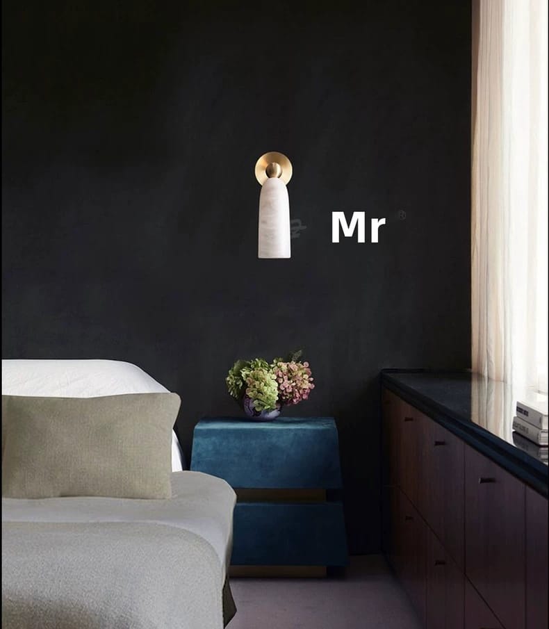 Spanish Marble Wall Lamp Modern Brass and Marble Wall Sconce