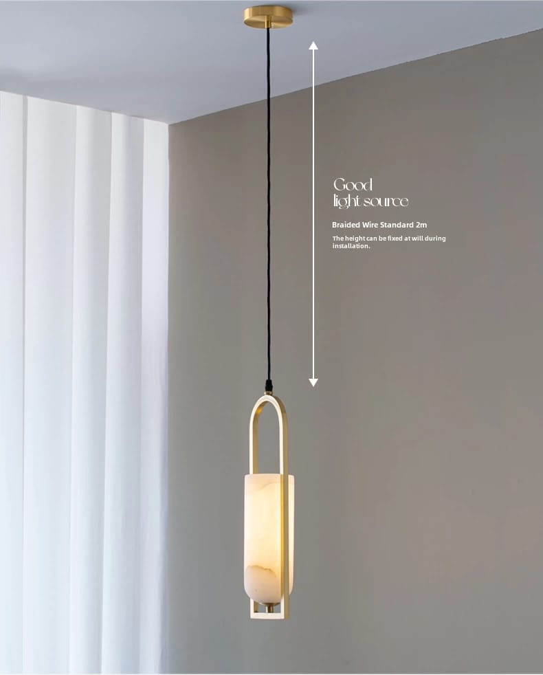 Copper Natural Marble Pendant Lamp Black and Gold