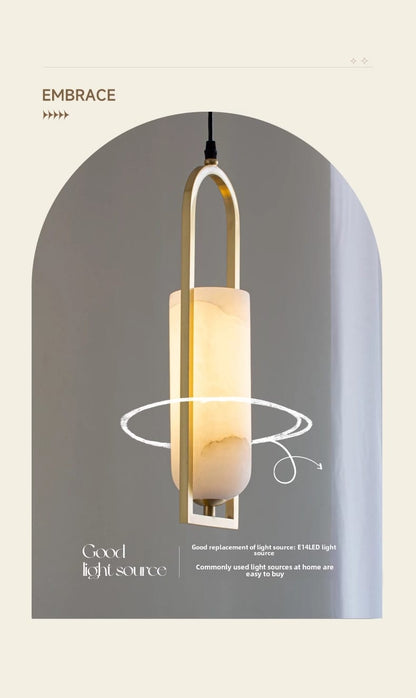 Copper Natural Marble Pendant Lamp Black and Gold