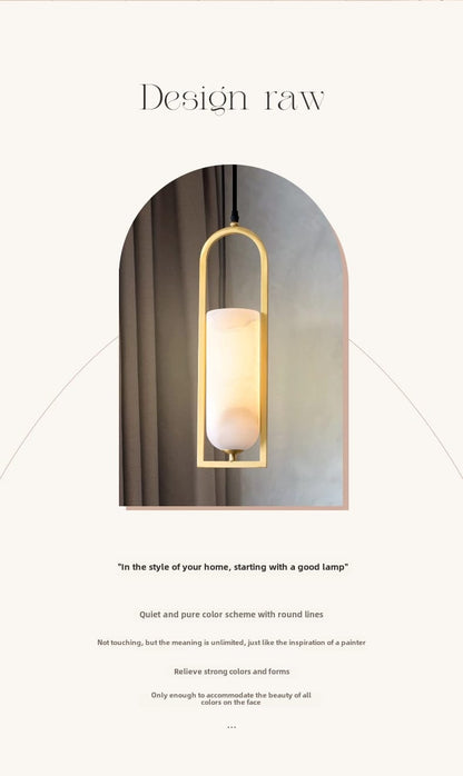 Copper Natural Marble Pendant Lamp Black and Gold