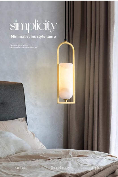Copper Natural Marble Pendant Lamp Black and Gold