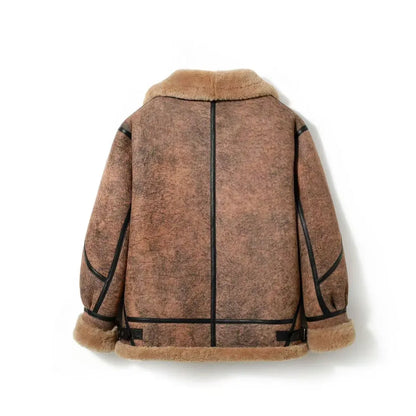 Sheepskin Shearling Bomber Leather Jacket Men Real Fur