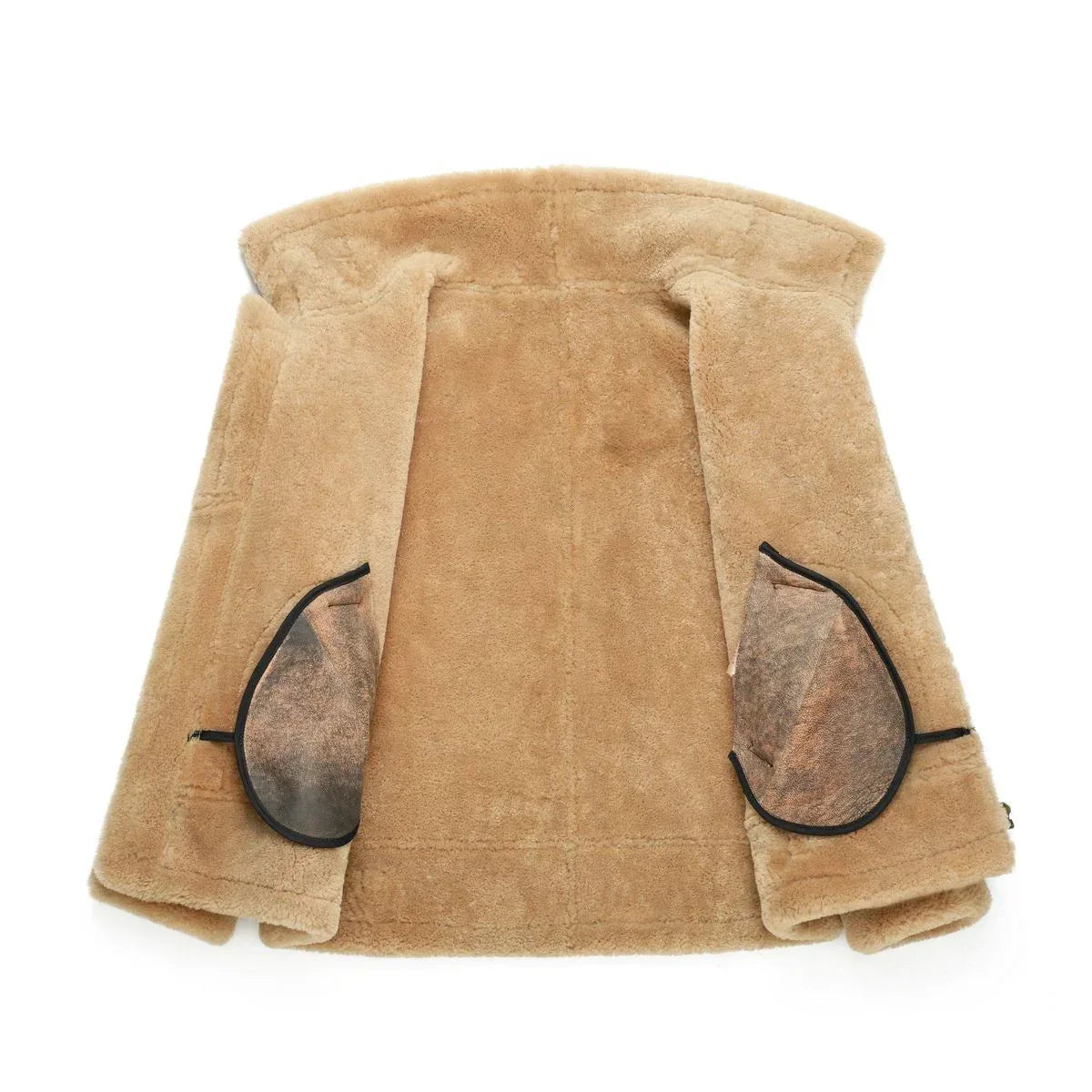 Sheepskin Shearling Bomber Leather Jacket Men Real Fur