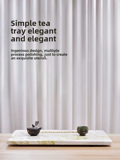 Natural Marble Tea Tray With Glaze & Drainage