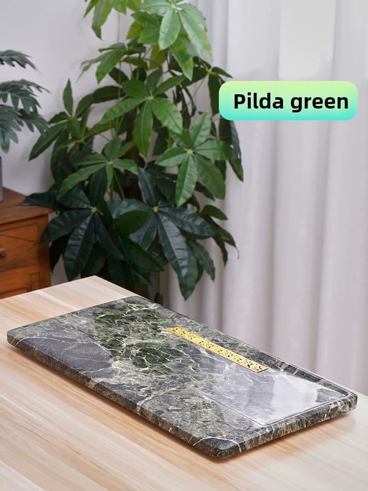 Natural Marble Tea Tray With Glaze & Drainage