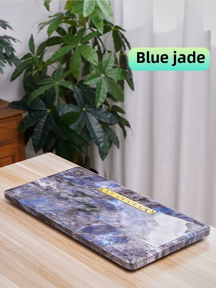 Natural Marble Tea Tray With Glaze & Drainage