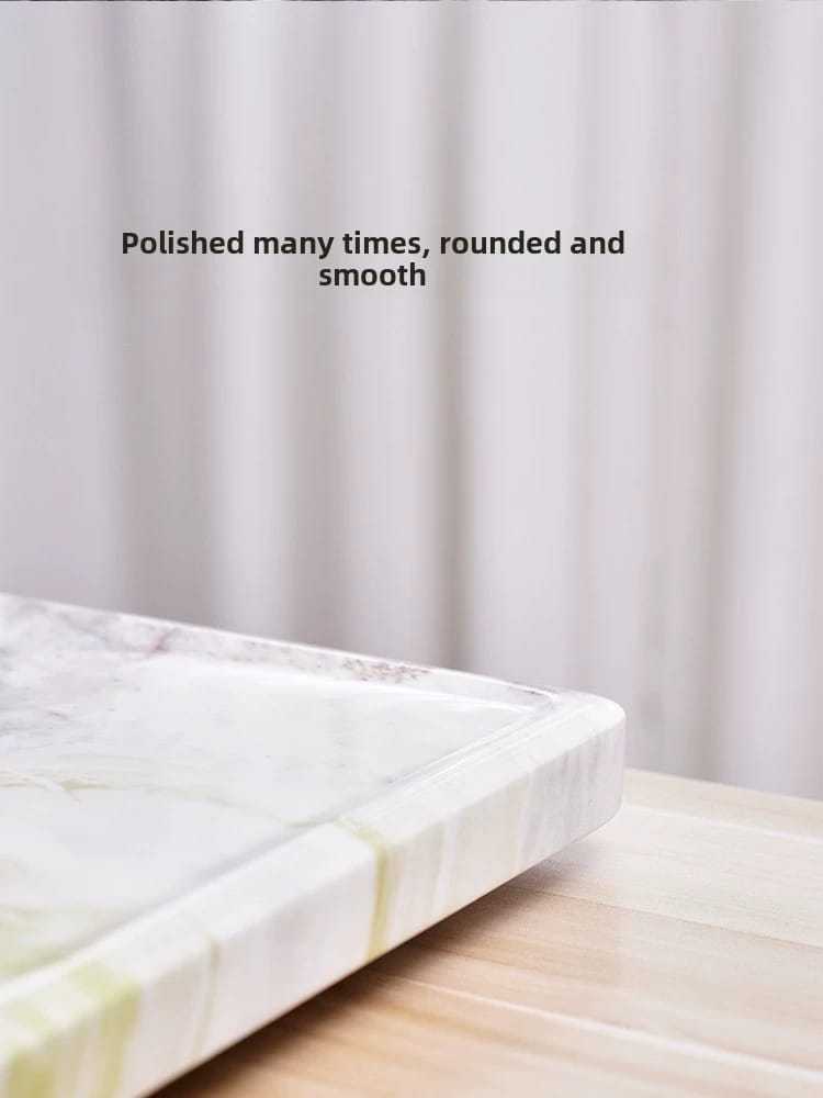 Natural Marble Tea Tray With Glaze & Drainage