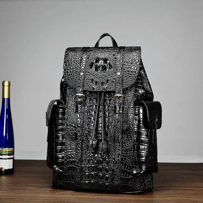Men genuine crocodile leather backpack