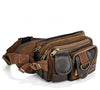 Men’s Canvas Waist Bag with Multi Pocket Leather Trim