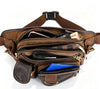 Men’s Canvas Waist Bag with Multi Pocket Leather Trim