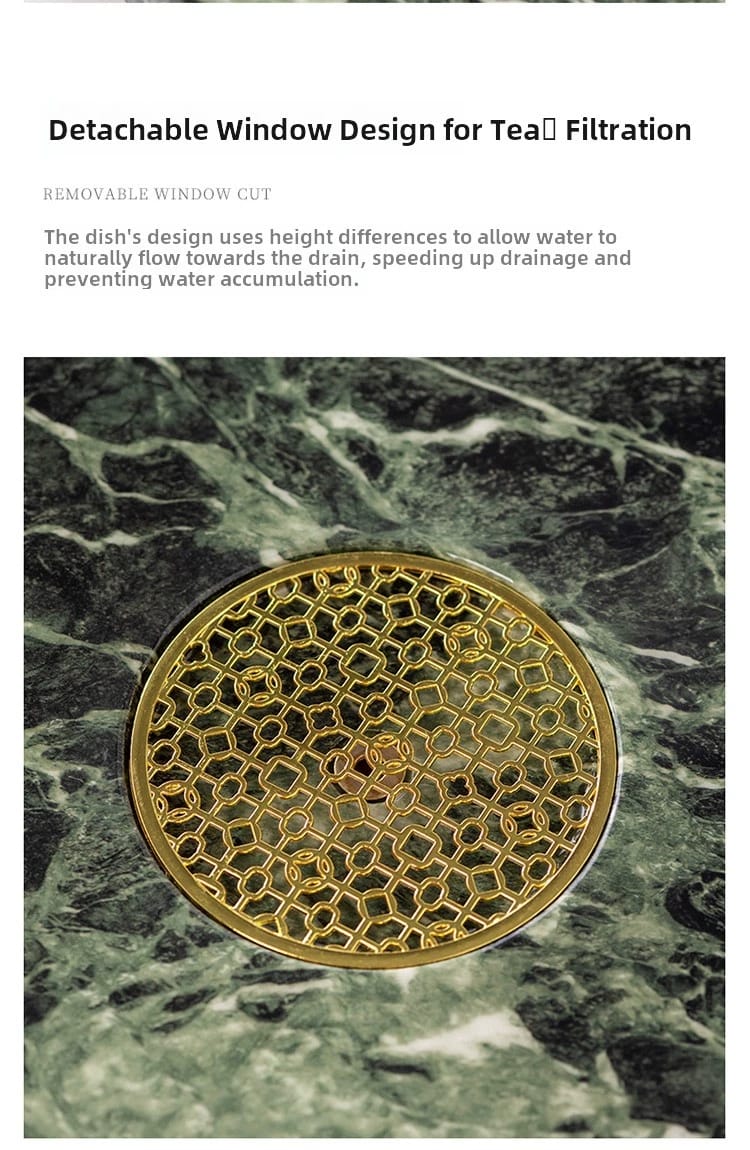 Round Stone Gongfu Tea Tray with Drain