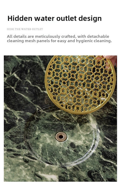 Round Stone Gongfu Tea Tray with Drain