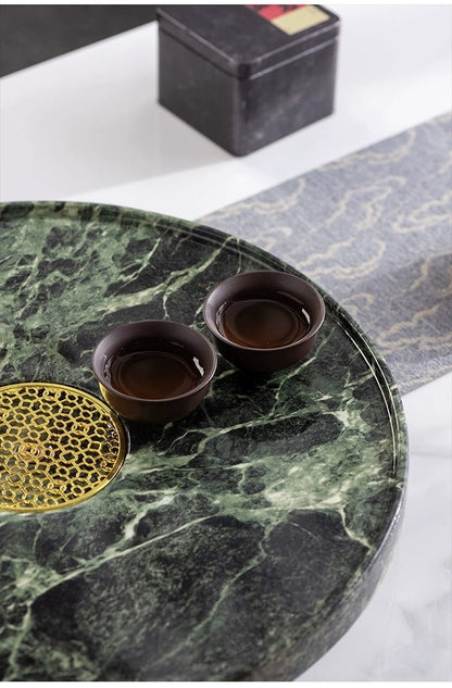 Round Stone Gongfu Tea Tray with Drain