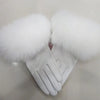 Women leather gloves with fur cuff 1