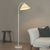 Minimalist pleated fabric arc floor lamp White lampshade + white pole 110V-120V For US CA