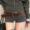 Wide faux leather belt for women jeans