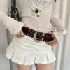 Wide faux leather belt for women jeans 2