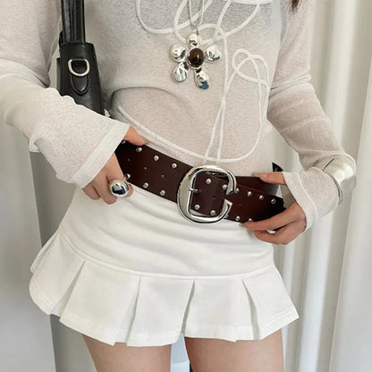 Wide faux leather belt for women jeans 2