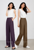 High waist wide leg linen pants women