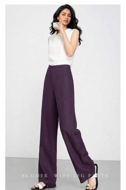 High waist wide leg linen pants women